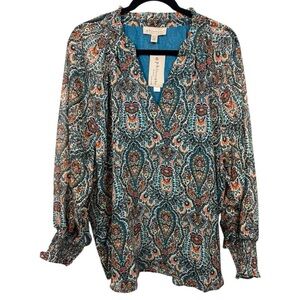 NWT Philosophy Woman Boho Floral Feminine‎ Blouse Top 2X
